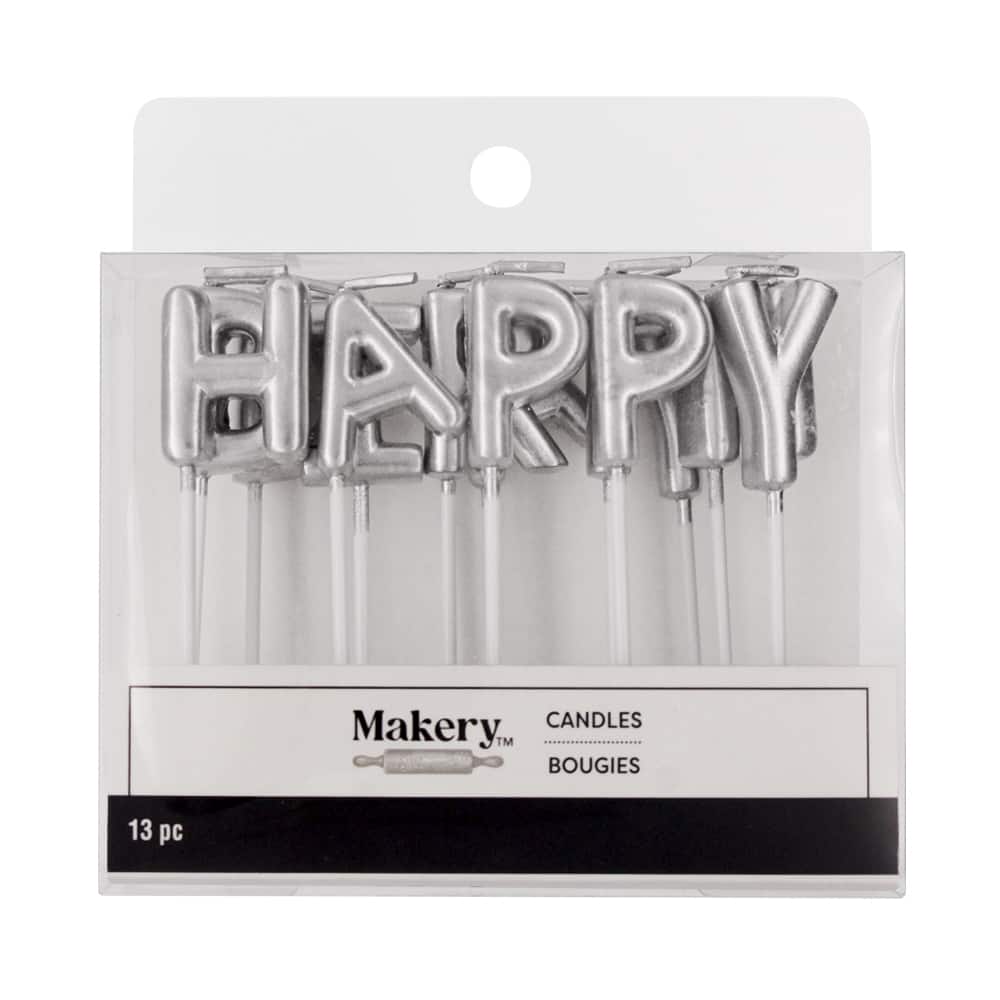 Silver Happy Birthday Candles Set by Makery™ - Image 3