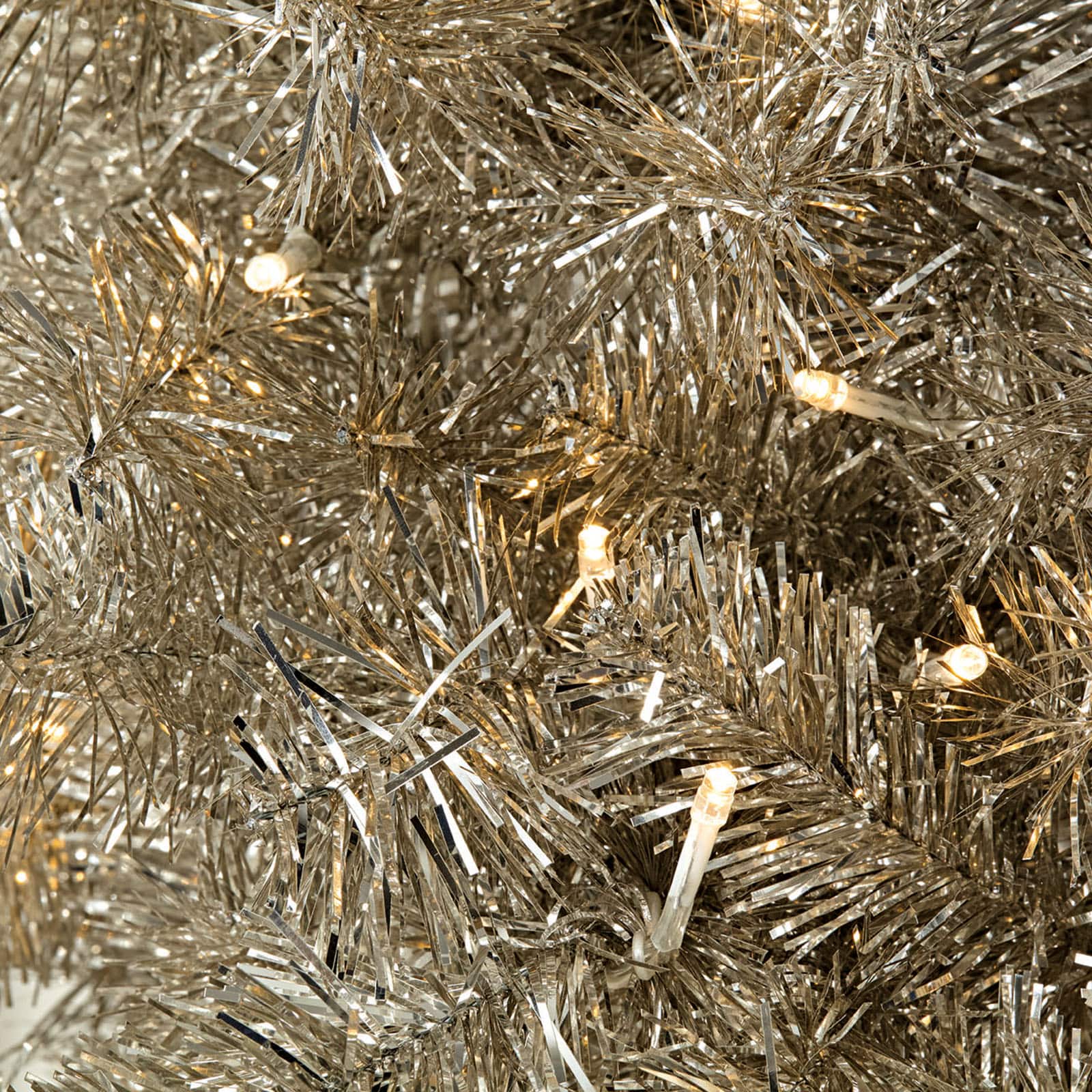 7ft. Pre-Lit Champagne Tinsel Artificial Christmas Tree, Warm White LED Lights by Ashland® - Image 2