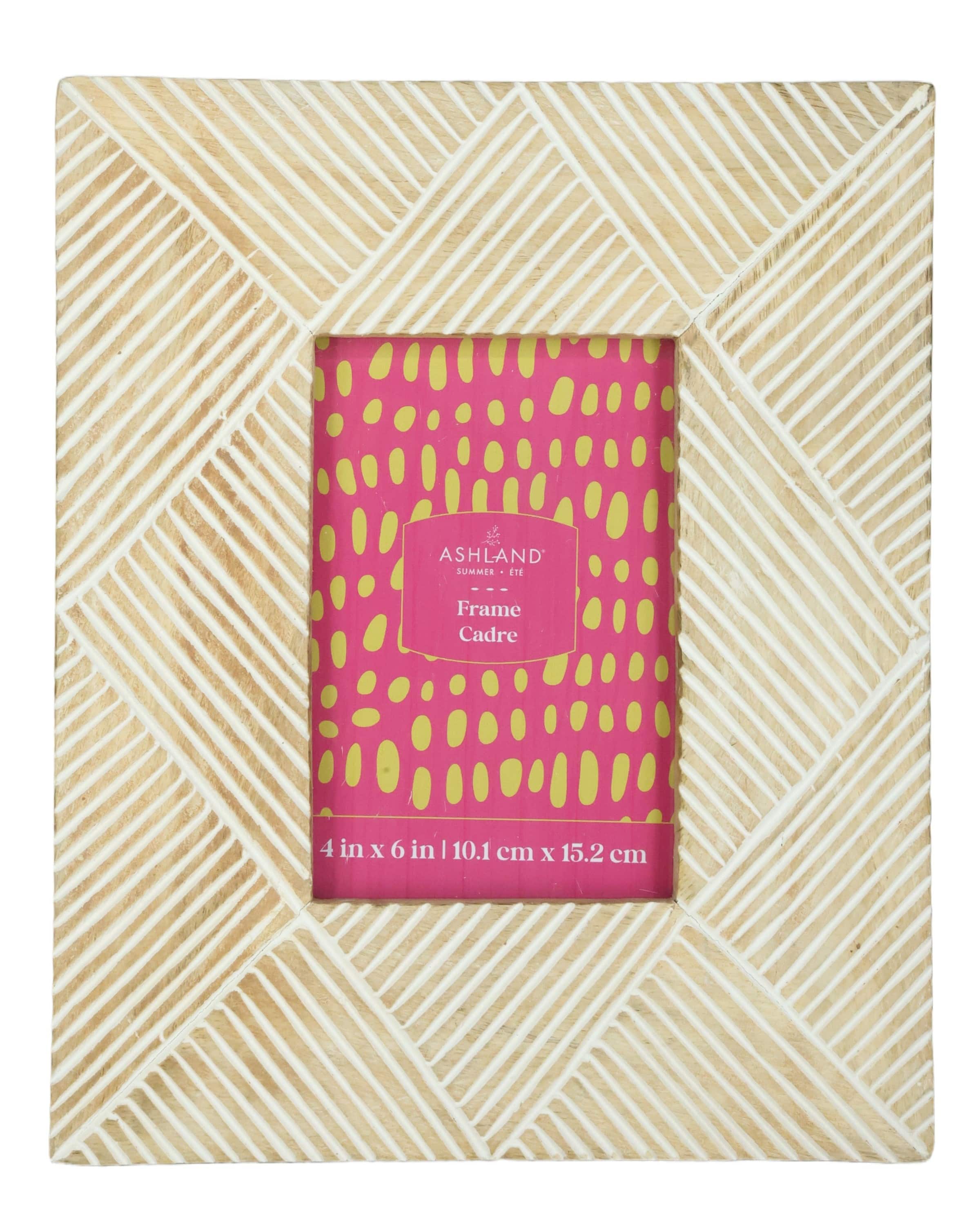 4" x 6" Etched Lines Mango Wood Tabletop Frame by Ashland®