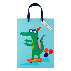 Large Skateboarding Crocodile Birthday  Gift Bag by Celebrate It™