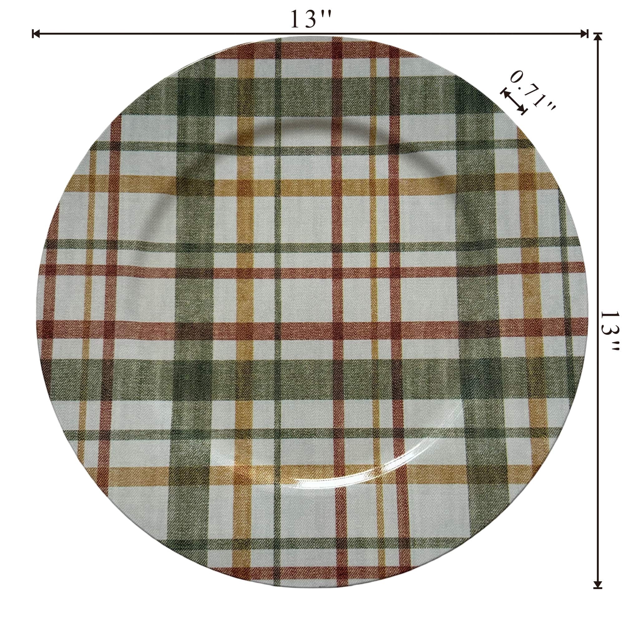 13" Thanksgiving Plaid Charger Plates, 4ct. by Celebrate It™ - Image 4