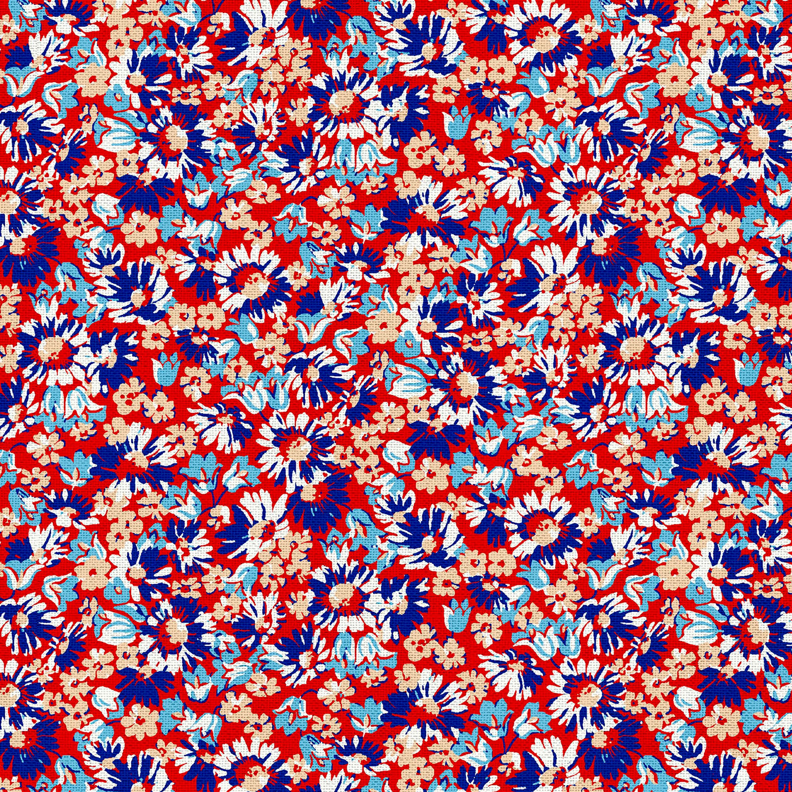 Fabric Editions Red Annabell Floral Cotton Fabric - Image 3