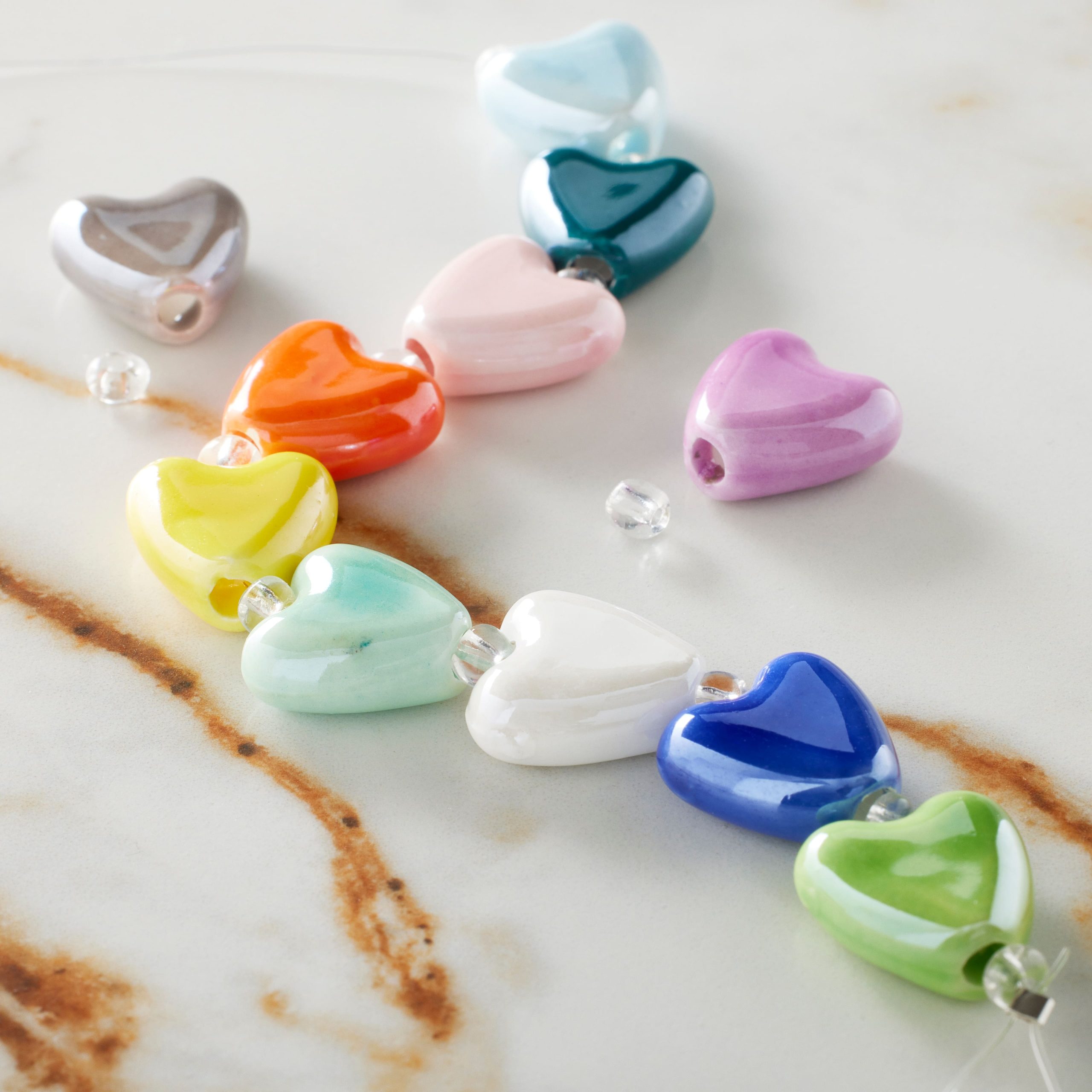 Multicolor Ceramic Heart Beads, 14mm by Bead Landing™ - Image 2