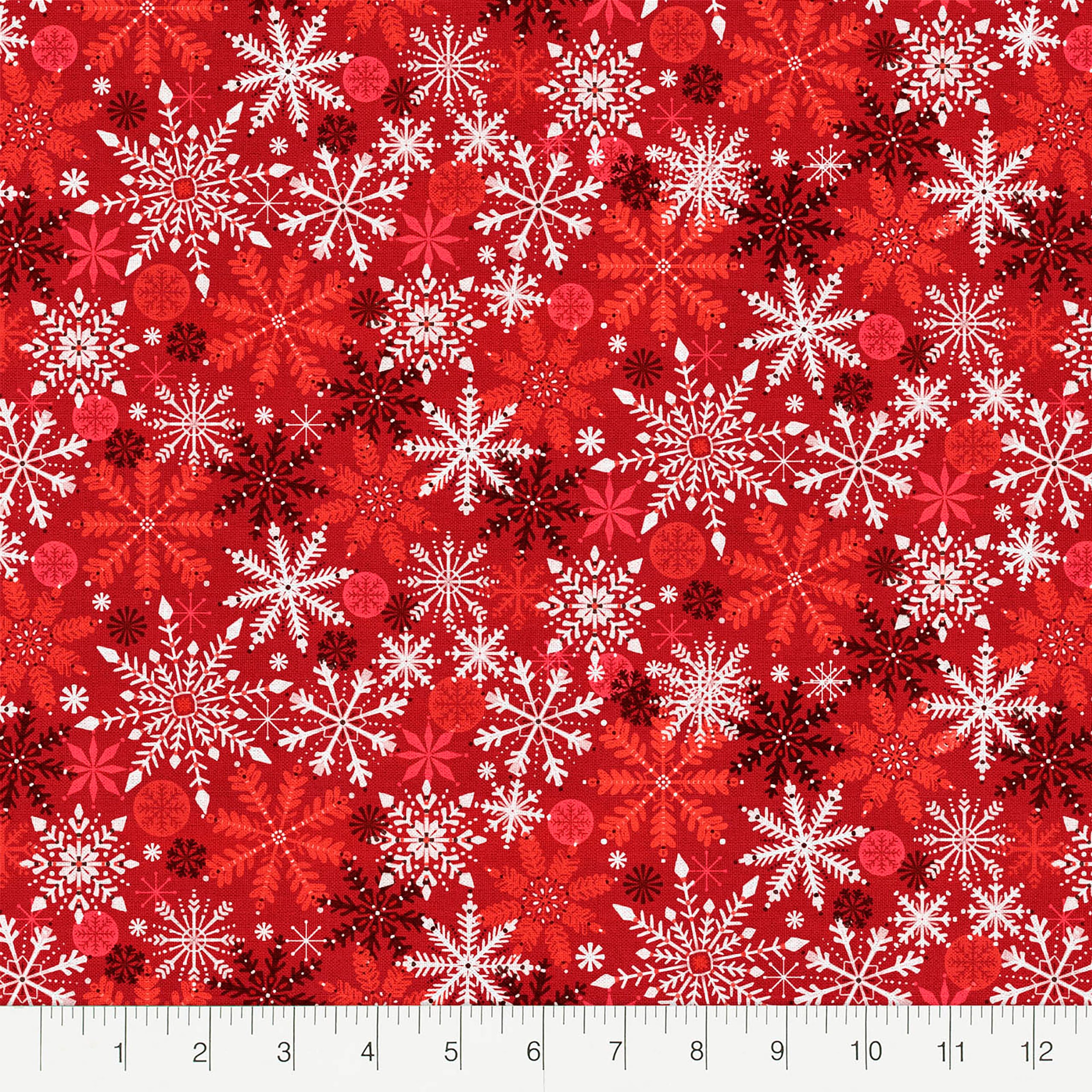 Fabric Editions Red Snowflakes Cotton Fabric - Image 2